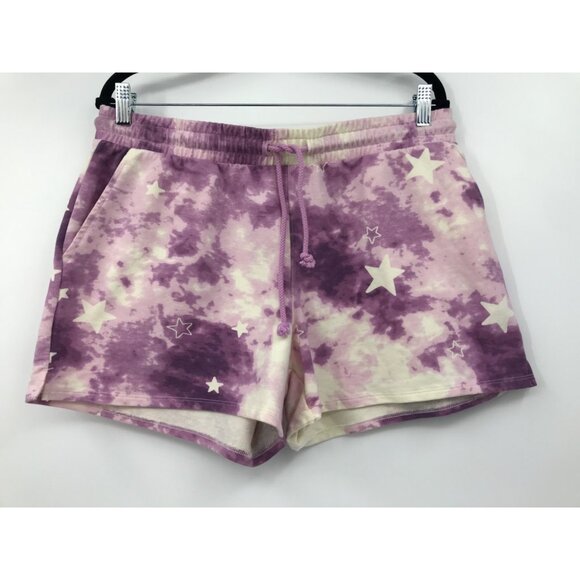 Wildfox Purple Tie-Dye Star Print Drawstring Lounge Short Large - Picture 1 of 6